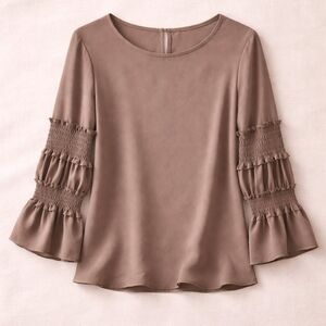 Chic Violet Women's Blouse with Ruffled Sleeves